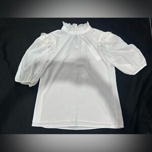 Elegant White Ruffled Women's Top